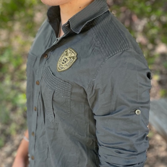 D&G DOLCE GABBANA SOLDIER GREEN ARMY LONG SLEEVE SHIRT M 48 UNIFORM SECURITY GUY - Picture 14 of 15